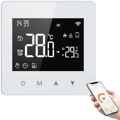 Slimme Thermostaat - Temperatuurregelaar Ketel - Comfort Thuis - App Afstandsbediening - Compact Formaat - Wit