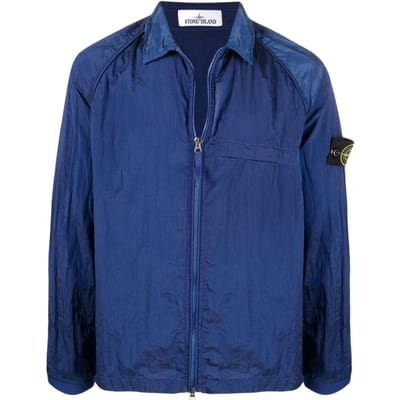 Stone Island SS22 Veste Chemise en Nylon Métallisé Uni Automne Veste Homme Bleu 761512321-V0022 S blue
