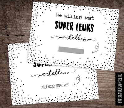 Kraskaart 'Jullie worden oom & tante' - We hebben leuk nieuws voor jullie - Inclusief kraft envelop - Vertellen aan je broer/zus en/of zwager en schoonzus dat jullie zwanger zijn - zwart wit