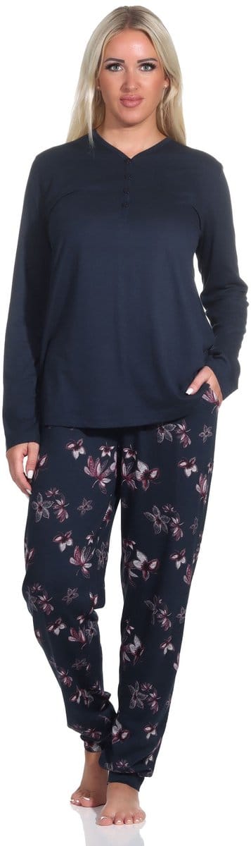 Dames Pyjama met lange mouwen in bloemmotief - ook in overmaten