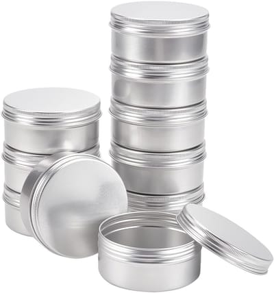 Dailygoods- Aluminium Blikjes 10 Stuks 150 ml - Ronde Blikken - Schroefdeksel - Duurzaam Aluminium - Platina - Hoogwaardig Materiaal - Opbergblikjes
