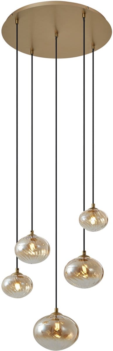 QAZQA jia - Art Deco Hanglamp - 5 lichts - Ø 58 cm - Goud - Woonkamer | Slaapkamer | Keuken