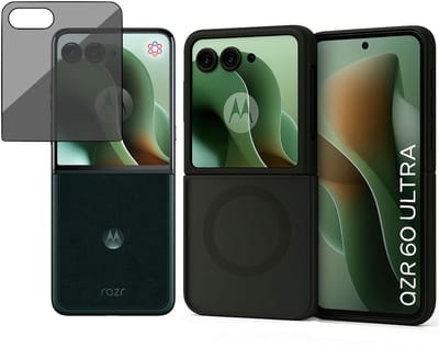Hoesje + Privacy Screenprotector geschikt voor Motorola Razr 60 Ultra Hoesje - Shock Proof Case geschikt voor Magsafe - Magnetisch - Gehard Glas- Privé - Zwart