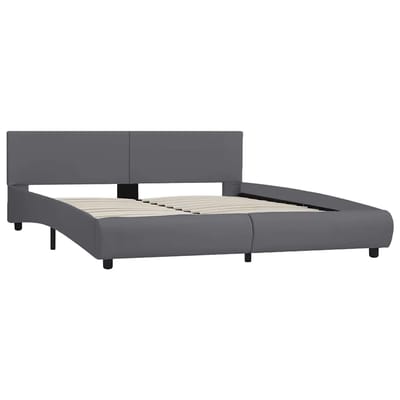 vidaXL - Bedframe - met - LED - kunstleer - grijs - 180x200 - cm