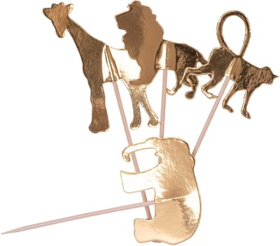 ARTYFETES - 20 gouden jungle dieren houten prikkers 12,5 cm voor taarten
