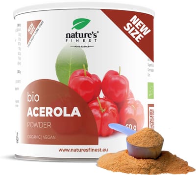 Nature's Finest Acerola Poeder Bio | 100% Biologisch | Extreem Rijk aan Vitamine C – 28x Meer dan Citroen | Ondersteunt het Immuunsysteem | Natuurlijk Superfood voor Energie en Vitaliteit