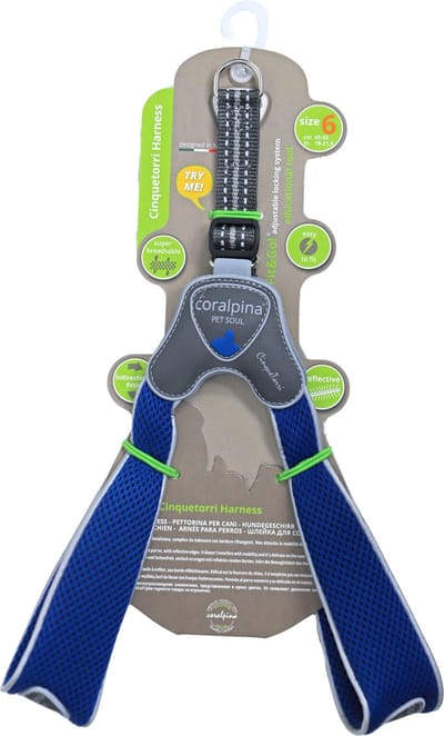 Coralpina - Cinquetorri - Hondenharnas - Kleur: Blauw - Maat 6: 45-55 cm - 7-10 kg