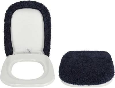 WC-stoelhoes Fluweel - Toiletzitting Bedekking - Comfortabel Zitten - Gemaakt in Italië - 50x45 cm - Donkerblauw