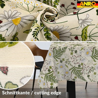 ANRO Tafelkleed Kamille Groen 400x140cm Rechte rand Afwasbaar Waterafstotend Binnen & Buiten