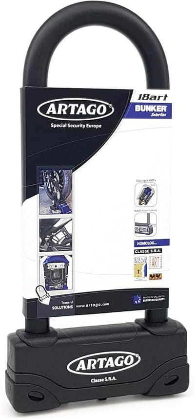Artago 18ART270 Anti-theft Shackle Lock, High Quality, Double Lock MRT, ø18, SRA Homologated, Sold Secure Gold, Bunker Selection