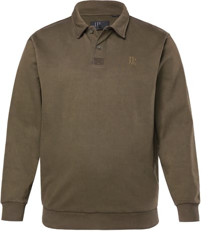 JP 1880 - Heren - Rugby-sweater vintage look klein borduursel - Schors - Maat L