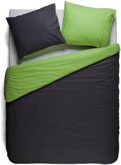 Snoozing Two Tone - Dekbedovertrek - Lits-jumeaux - 240x200/220 cm + 2 kussenslopen 60x70 cm - Antraciet/Lime