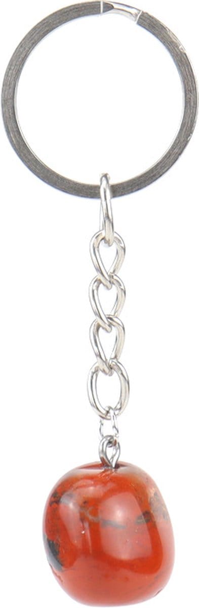 Bixorp Gems Jaspis Sleutelhanger - Edelstenen Sleutel Hanger - Roestvrij Staal / Stainless Steel
