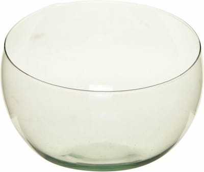 Bellatio Design Bolvaas schuine schaal - transparant gerecycled glas - 21 x 16 cm