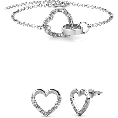 Locked Heart Lovett Sets - Zilver en Kristal