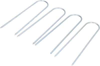U-vormige Spijkers - Tuinpalen Grondpinnen - Gazon Vastzetten - Trapezium Stabiliteit - 4 Stuks - Zilverkleurig