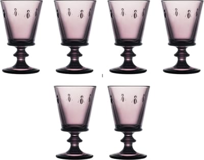 La Rochère Bee - wijnglas - bijtjes - paars - handgeblazen - set van 6 - H 14 cm