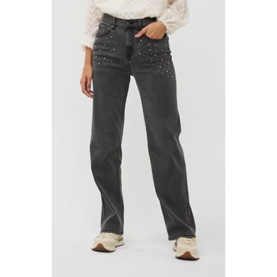 EsQualo Trousers Jeans Embellishment Black Größe: 36 | Straight Jeans Outlet | Damen | Schwarz