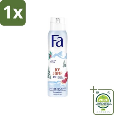 1 x Fa - Deodorant Spray - Winter Splashes Ice Jump - Koel - 48 uur Bescherming - 150 ml - Deodorant Spray - Winter Splashes Ice Jump - 48 Uur Bescherming - Koel - Fris