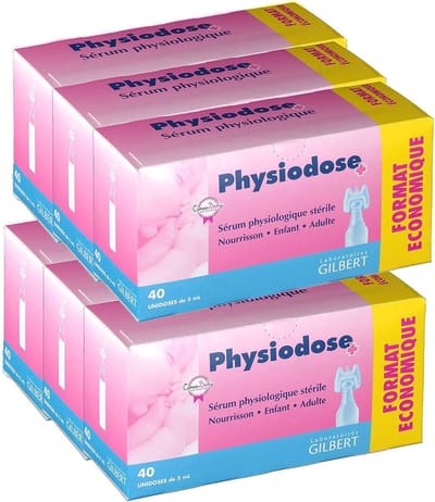 Physiodose - Fysiodose Fysiologisch Serum – 6 Pakken (40 Stuks per Pak) + 10 Zakjes met 2 Steriele Kompressen (7,5 x 7,5 cm) – Complete Verzorgingsset