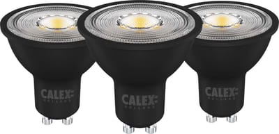 Calex - GU10 LED Spot, Dag en Nacht Sensor, Set van 3 Stuks, 4W, Warm Wit Licht (2700K), Zwart, Energiezuinige Binnen- en Buitenverlichting