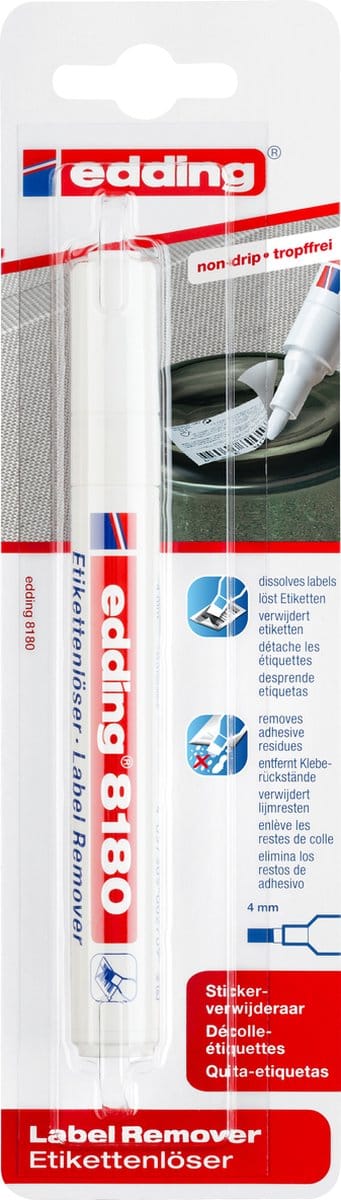 edding 8180 stickerverwijderaar - verwijderen van vastplakkende etiketten op (bijna) alle opvlaktes en materialen