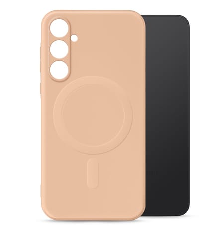 My Style Hoesje geschikt voor Samsung Galaxy A55 MagSafe Telefoonhoesje Flexibel TPU | My Style Protective Flex Backcover | Geschikt voor MagSafe | Geschikt voor Draadloos Opladen met Magnetische Ring | Geschikt voor MagSafe Case - Soft Pink | Roze