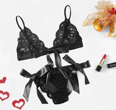 Sexy kanten lingerieset | niet-voorgevormde bh | brazilian | zwart | maat S