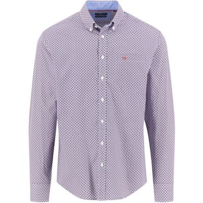 Fynch-Hatton Overhemd Combi Squares Dot Fantasy Berry-Blue / male