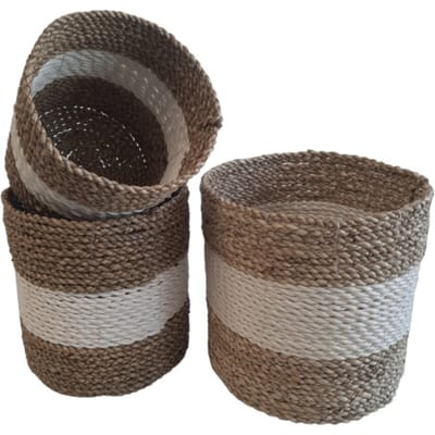 Furnilux Collection plantenbakken - Mandenset - 3 stuks - Naturel en wit