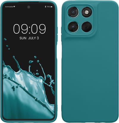 kwmobile telefoonhoesje geschikt voor Motorola Moto G57 Power / Moto G67 Power - Hoesje voor smartphone - Precisie camera uitsnede - In petrol