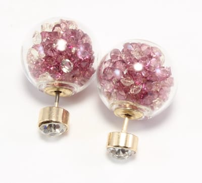Oorbellen stekers bolletje gevuld met glitters