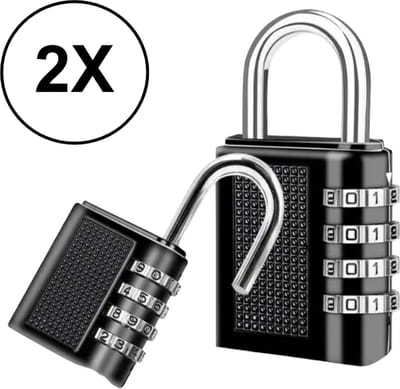 2x PD® - Hangslot Cijferslot - Slot - Kettingslot - 80MM - Hangslot Fiets - Kofferslot - Binnen & Buiten