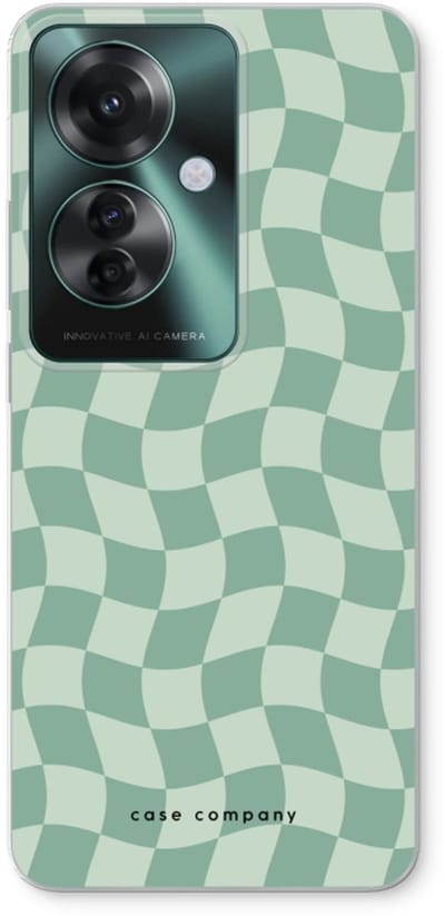 Case Company® - Hoesje geschikt voor Oppo Reno 11 F hoesje - Grid Groen - Soft Cover Telefoonhoesje - Bescherming aan alle Kanten en Schermrand