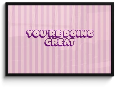 Poster in lijst - Fotolijst 90x60 cm - Posters - Paars - Strepen - You're doing great - Schaduw - Posterlijst zwart - Decoratie - Wanddecoratie woonkamer - Muurdecoratie slaapkamer