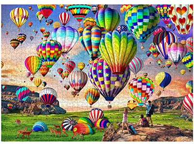 1000 stukjes puzzel voor volwassenen - Kleurrijke heteluchtballon puzzel - Interactief gezelschapspel