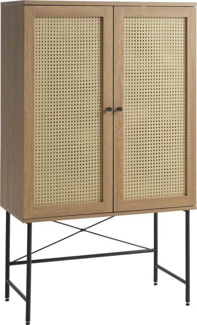 Kast Eiken Melamine - Rotan - 2 Planken - 80x40x135cm