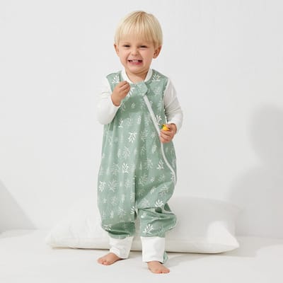 DuoMiaoMiao Peuterslaapzak met broekspijpen, zomerslaapzak met voetopening, 0,5 TOG waarde, katoen, draagbare peuterdeken, mouwloos, ademend, voor kinderen van 2-3 jaar