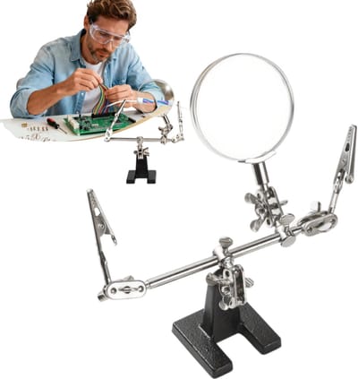 1 stuk - Verstelbare, draaibare vergrootglasstandaard - 3x vergroting - Reparatiestandaard - Hulpklemmen - 5*6,2 cm - Voor het maken van sieradenmodellen en het repareren van handwerk - Zilver
