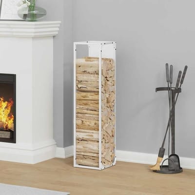 Brandhoutrek - Houtopslag - Haardhout Opslag - Stijlvol Design - 25x25x100cm - Wit