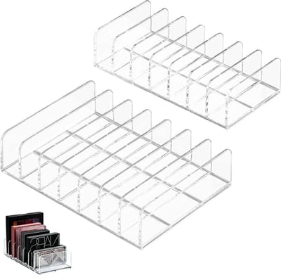Oogschaduw Acryl Make-up-palettenhouder met 7 Sleuven - Make-up-palettenorganizer voor Make-uptafel - 2 Stuks nagellak opbergen