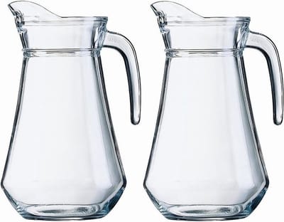 Luminarc Schenkkan - 2x - 1 liter - transparant - 20 cm - glas - sapkan - waterkan - limonadekan