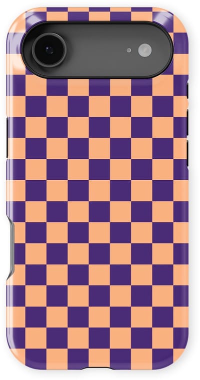 Design Hoesje geschikt voor iPhone 17 Air | Geschikt Voor Mag | Tiny Squares Checkered Print | Backcover geschikt voor iPhone 17 Air Pixel Peach