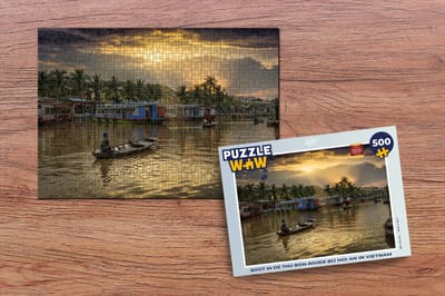 Puzzel Boot in de Thu Bon-rivier bij Hoi An in Vietnam - Legpuzzel - Puzzel 500 stukjes