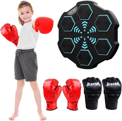 Muziek Boksmachine - Boksmat met Licht - Thuis Fitness - Bluetooth Verbinding - Muurmontage - Zwart