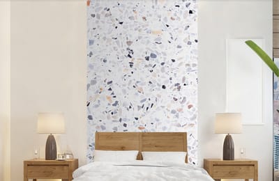 Behang - Fotobehang Graniet - Structuur - Design - Wit - Breedte 120 cm x hoogte 240 cm