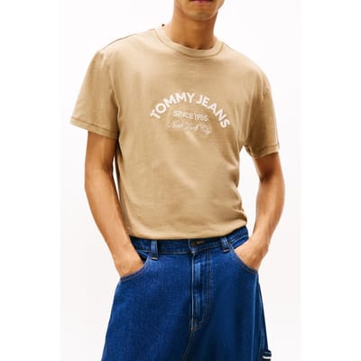 Tommy Hilfiger Arch Logo Textured T-shirt Dark Dune Taglia: S | T-shirt stampate Outlet | Uomo