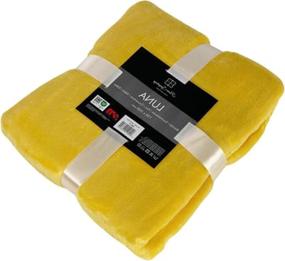 Knuffeldeken Flanel - Sprei Microvezel - Gezelligheid Thuis - Zacht Behaaglijk Duurzaam - 150 x 200 cm - Geel