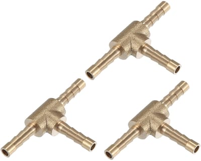 Dailygoods- Slangaansluiting T-vorm 3-weg - Messing - Schroefverbinding - Weerhaak - Corrosiebestendig - Voor flexibele slangen - Slangconnector