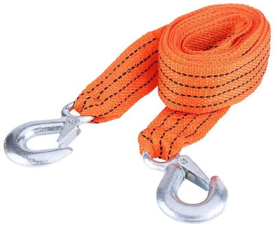 Dailygoods- Afschleppseil 3 Tonnen - Hoogsterkte Nylon - Lengte 4m - Metalen Haken - Schokbestendig - Veiligheidsinstructies - Sleepband